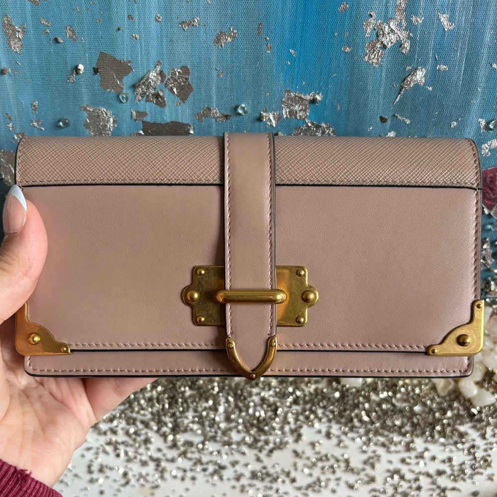 PRADA Vintage City Calfskin Saffiano Cahier Pochette